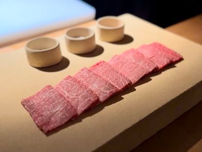 Cortes de Matsusaka Beef, de la granja Ito Ranch, que se sirven en los restaurantes Pilar Akaneya y Carlota Akaneya, en una imagen proporcionada por Grupo Akaneya.