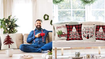 Escogemos varias fundas de cojines con estampados navideños para cambiar el estilo de casa esta Navidad.