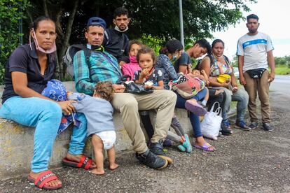 Familias de migrantes venezolanos en San Cristóbal, estado de Táchira (Venezuela).