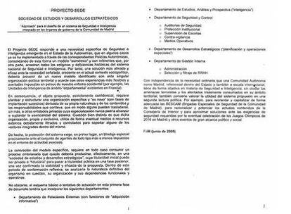Texto del proyecto del servicio secreto que le ofreció Luis Vicente Moro a Ignacio González  en junio de 2008.