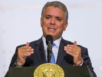 Iván Duque, presidente de Colombia, durante un acto en Bogotá, en 2020.