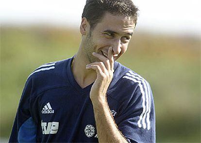 Raúl, durante el entrenamiento de ayer de la selección española en Valencia.