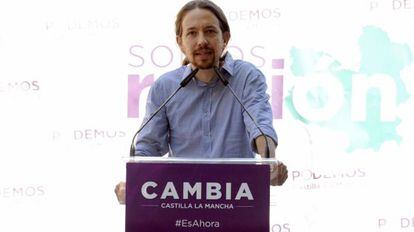 Pablo Iglesias, en un acto en Castilla-La Mancha.