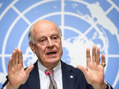 El mediador de la ONU para Siria, Staffan de Mistura, en una conferencia de prensa en Ginebra. 