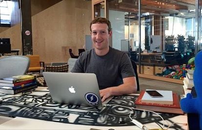 Mark Zuckerberg at his desk