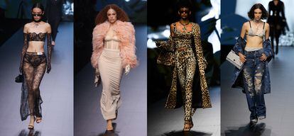 Cuatro de las propuestas de Dolce&Gabbana para la próxima primavera, en el desfile de este 24 de septiembre en Milán.