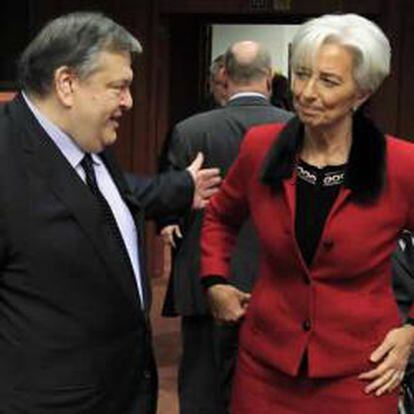 Evangelos Venizelos junto a la directora gerente del FMI, Christine Lagarde.