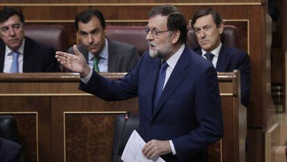 Mariano Rajoy, durante su intervenci&oacute;n en el pleno. 