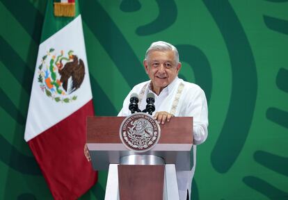 El presidente de México, Andrés Manuel López Obrador, durante su conferencia mañanera del 22 de julio de 2022, en Puerto Vallarta, Estado de Jalisco.