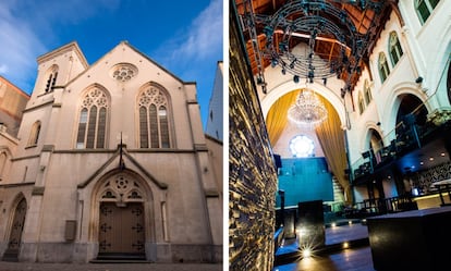 Quien camine frente al número 18 de la calle Stassart de Elsene (uno de los municipios de la región de Bruselas), creerá pasar frente a una simple iglesia. Nada más lejos de la realidad. En el interior, cristales y oro monopolizan la decoración del Club Spirito, el restaurante y la discoteca que ocupa una antigua iglesia anglicana. En la nave del templo los bancos han dado paso a la pista de baile bajo el techo de madera original y a tres barras de bar, donde se puede bailar hasta la madrugada.