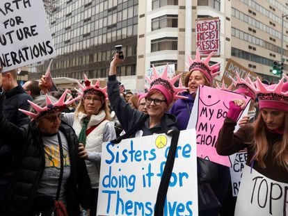Manifestantes en la &#039;Marcha de las Mujeres&#039; contra Donald Trump en Washington. 