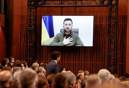 Ukrainian President Zhelensky spoke by video call in the Canadian parliament on Tuesday.