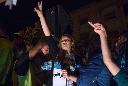 Nawal Ben Aísa, en una manifestación en Alhucemas, en mayo de 2017.