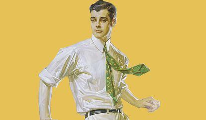 Representación del Arrow Collar Man que causó furor en Estados Unidos a principios del siglo XX.