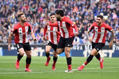 Villalibre celebra un gol con el Athletic.