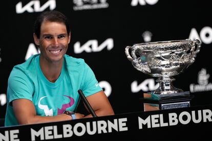 Rafael Nadal, durante la rueda de prensa tras ganar el Open de Australia.
