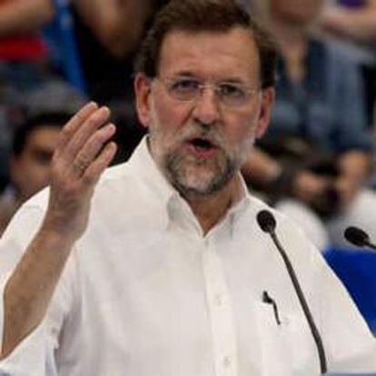 El líder del PP Mariano Rajoy, durante su intervención en el acto de presentación de los candidatos de la provincia de Almería