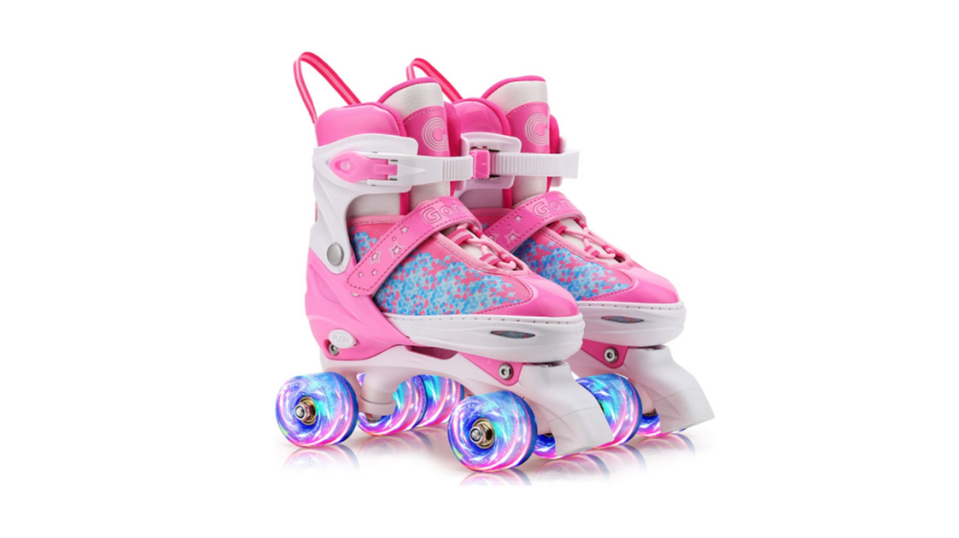 Patines de 4 ruedas en linea para niña, color rosa talla mediana