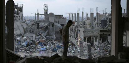 Casas destruidas en Palestina tras la ofensiva israelí el 31 de agosto.
