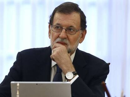 Mariano Rajoy, durante el Consejo de Ministros de esta ma&ntilde;ana.