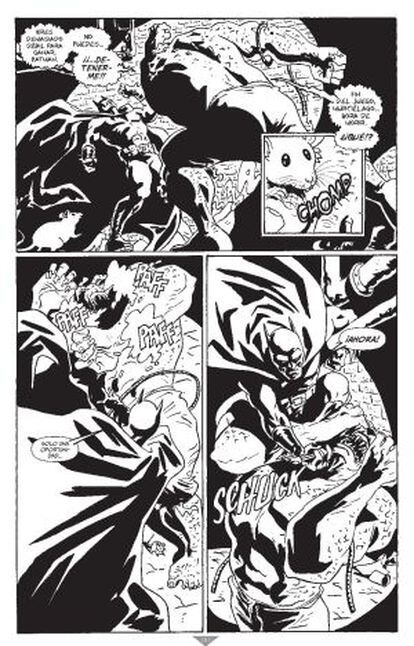 Otra página de la historia 'Incluso en los peores momentos' de David Macho incluida en 'Batman: black & white' con dibujo de Rubén Pellejero.