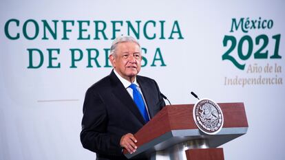 El presidente Andrés Manuel López Obrador, en el Palacio Nacional.