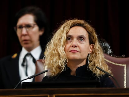 MADRID, 07/03/2023.- La presidenta del Congreso, Meritxell Batet, este martes antes de la sesión de la tarde del pleno del Congreso de los Diputados en Madrid. EFE/Mariscal
