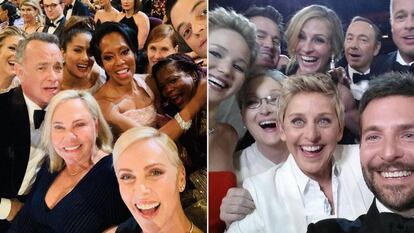 Los selfis de Charlize Theron en los Oscar de 2020 y de Ellen DeGeneres en los de 2014.