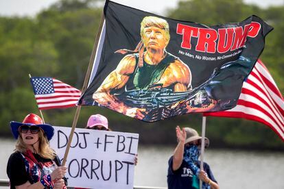 Trump supporters protested Tuesday against the search of the former president's mansion in Palm Beach, Florida. 