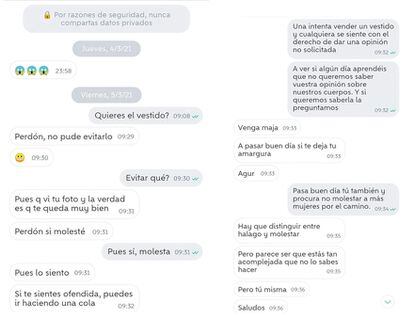 Screenshots of Ana's conversation on Wallapop. 