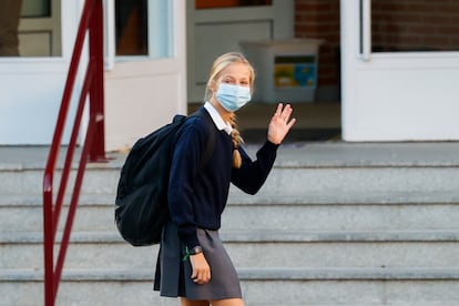 La princesa de Asturias, en el primer día de clase, en septiembre de 2020.
