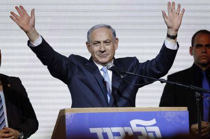 Benjamin Netanyahu tras su victoria electoral en Israel.