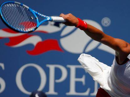 Garbiñe Muguruza, en el partido de primera ronda del US Open disputado contra Varvara Lepchenko.