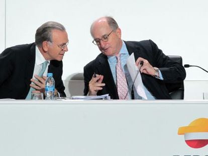 Isidro Fainé, presidente de Fundación La Caixa, y Antonio Brufau, presidente de Repsol.