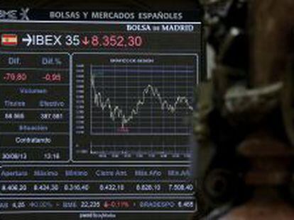 Imagen de la cotizaci&oacute;n del Ibex en la Bolsa de Madrid. 