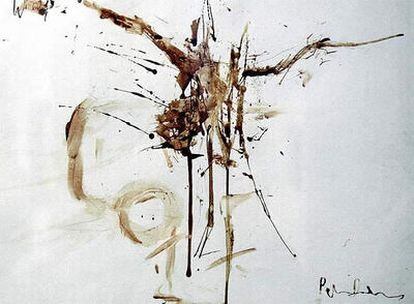Una pintura con sangre de Pete Doherty es exhibida en la muestra 'Bloodworks'.