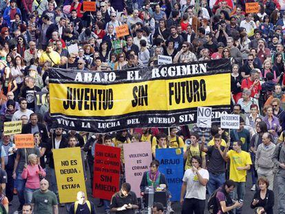 Manifestaci&oacute;n en Madrid contra los recortes en educaci&oacute;n, en octubre de 2011.