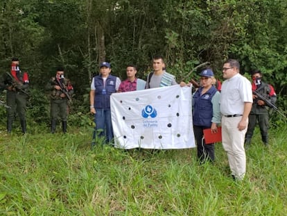 Regreso a la libertad de dos soldados que estaban en poder del ELN desde principios de noviembre, en Tame, el 16 de noviembre de 2022.