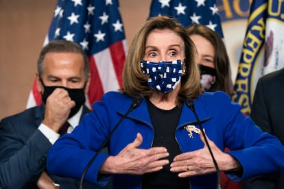 La presidenta de la Cámara de Representantes, la demócrata Nancy Pelosi, en el Capitolio.