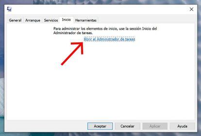 Acceso al administrador de tareas de Windows 10.