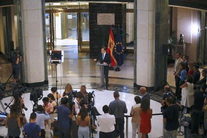 Rajoy, durante su comparecencia tras la firma del acuerdo.