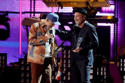 René Pérez and Rubén Blades at the Latin Grammy ceremony, in Las Vegas, Nevada.