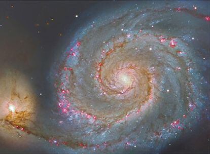 <i>Messier 51,</i> más conocida como la Galaxia Remolino, obtenida con el instrumento OSIRIS del GTC. Localizada a 23 millones de años luz de distancia de la Tierra, esta magnífica galaxia espiral contiene regiones de formación estelar en sus brazos y un núcleo activo en su centro.