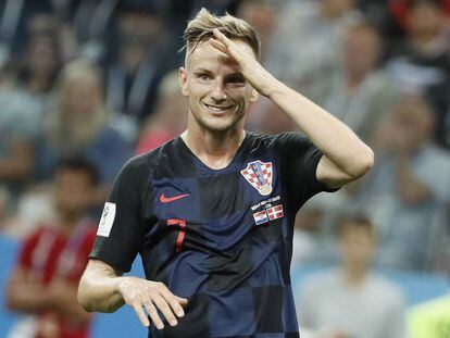 Rakitic, en el duelo de octavos de final entre Croacia y Dinamarca. 