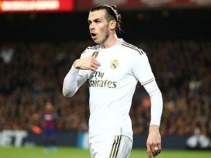 Bale, en el Camp Nou contra el Barça.