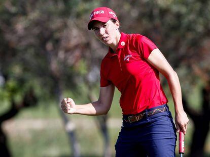 La golfista navarra Carlota Ciganda, este domingo en la última jornada del  Estrella Damm Mediterranean Ladies Open.