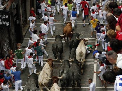 Un encierro de Sanfermines. 