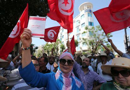 Manifestación del pasado 19 de junio en Túnez contra el presidente Kais Saied.