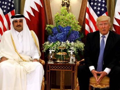 Encuentro del emir de Qatar, Sheikh Tamim Bin Hamad Al-Thani, y el presidente de EE UU, Donald Trump. 