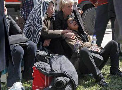 Afectados por el terremoto en L&#39;Aquila.